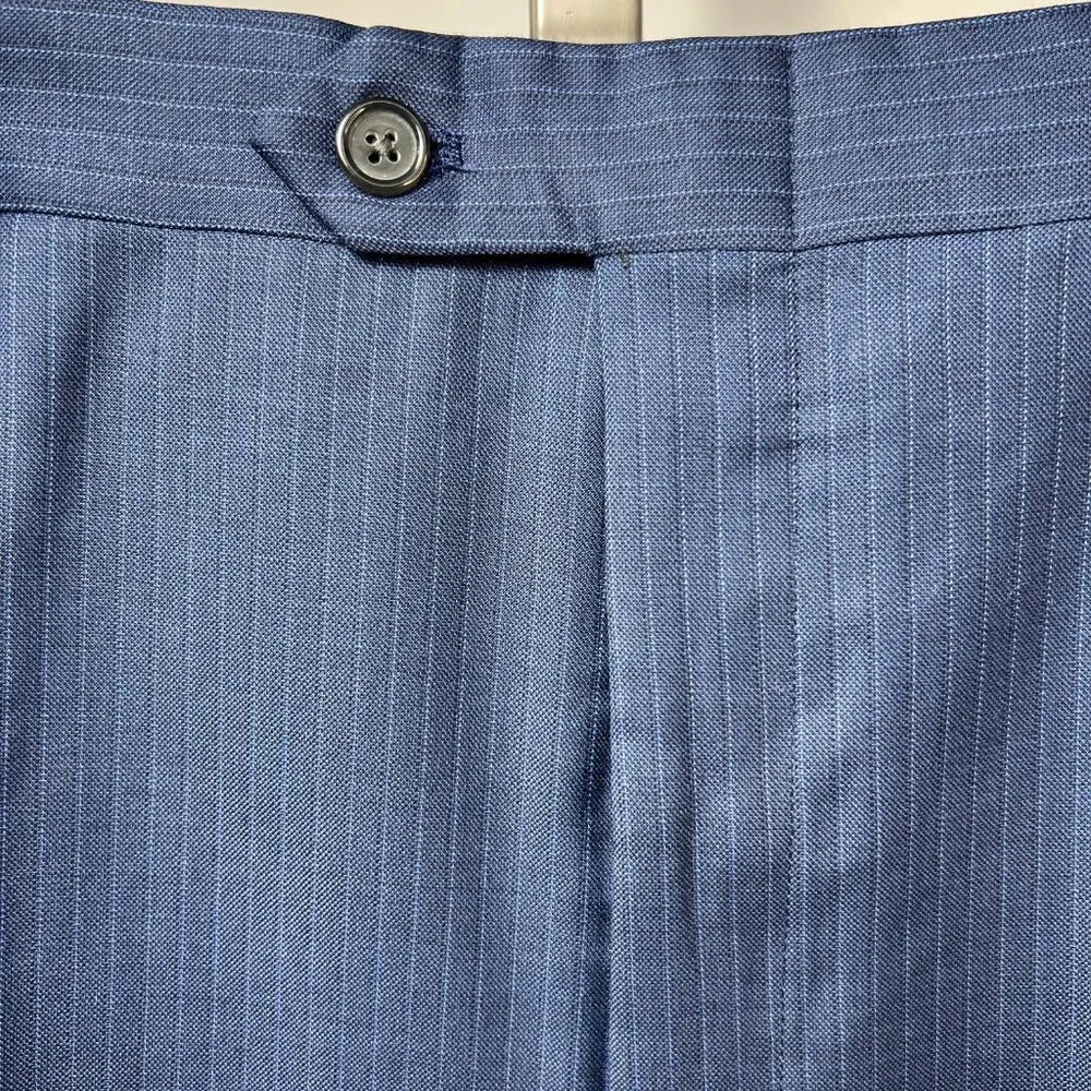 NWT 2 Pc 46L WALTER MORTON Men's Blue Pin Stripe Worsted Wool Blend Suite